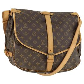 LOUIS VUITTON Monogram Saumur 35 Schultertasche M42254 LV Auth bs32301