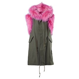 Autre Marque Parka sin mangas con ribete de piel Furs 66 Milano