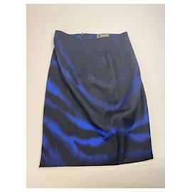 Gonna in lana Lana leopardata vintage Gianni Versace nera e blu 38/M