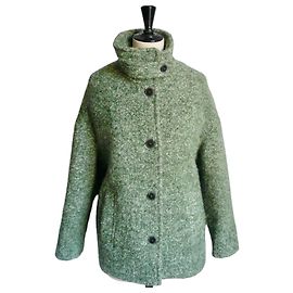 Autre Marque Trench & Coat von Lener Cordier Kurzer Mantel PLUMERIA grüne Tweed wie neu Größe 40