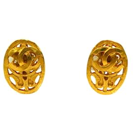 Orecchini a clip in metallo dorato Chanel Coco Mark