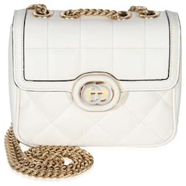 Gucci Mini Deco Tasche aus weißem, gestepptem Kalbsleder