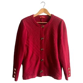 Roter Wollmischung Cardigan von DEVERNOIS mit goldenen Knöpfen - Autre Marque