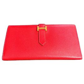 Cartera Larga Béarn de Hermès - Roja