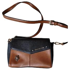 MUGLER Two-tone Shoulder Bag in Brown and Black Leather - Autre Marque