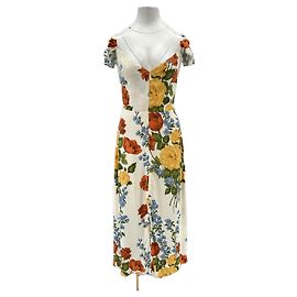 Reformation Langes Kleid mit Blumen V-Ausschnitt