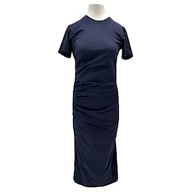 Frame Denim Drapiertes Kleid aus Baumwolle Marine S