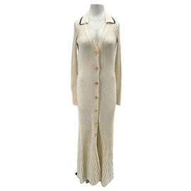Tommy Hilfiger Robe longue côtelée crème