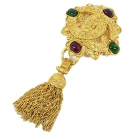 Spilla Chanel oro, verde e rosso