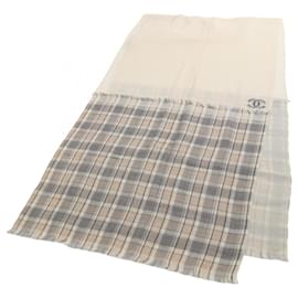 Stola in cashmere Chanel grigia e avorio