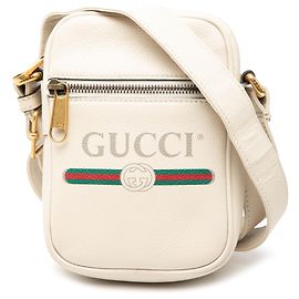 Gucci Mini Crossbody in Pelle Grana Bianca con Logo