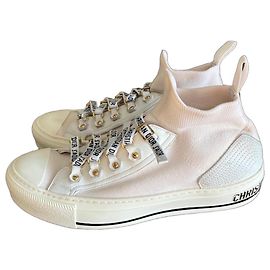 Christian Dior Sneakers alte in tela e pelle bianca