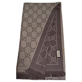 Gucci GG wendeschal in braun und beige aus Wolle