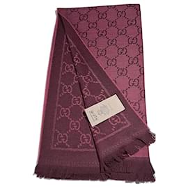 Bufanda de lana reversible Gucci, rosa/borgoña