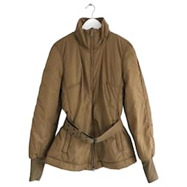 Prada Linea Rossa gold khaki gesteppte Skijacke mit Gürtel