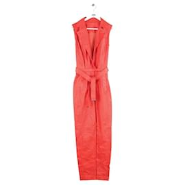 Roter Leder-Jumpsuit - Maison Ullens