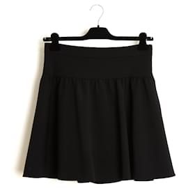 Falda Patinadora Negra Max Mara FR40 Crepé de Lana Negro UK12 US10
