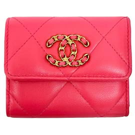 Chanel Coco Mark Leder Dreifach-Brieftasche in Pink