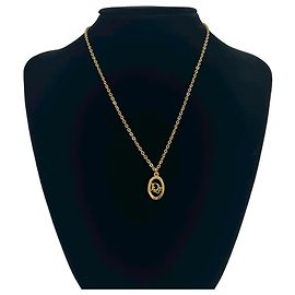 Colar com logotipo Christian Dior em banho de ouro