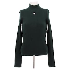 Dunkelgrüner Rollkragenpullover aus Wolle - Courreges