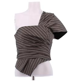 Bustier marrón y gris a rayas - Tory Burch