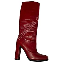 Rote Lederstiefel Prada
