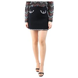 Louis Vuitton Black textured notch mini skirt - size UK 10