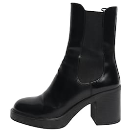 Bottines en cuir noir - taille EU 38.5 - Prada
