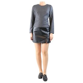 Alexander Mcqueen Abito mini in lana e pelle grigio scuro - taglia UK 10