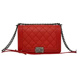 Borsa semi a spalla in pelle con catena Chanel Boy Chanel Coco Mark
