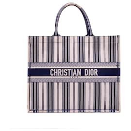 Dior Blau Große Canvas Gestreifte Tasche