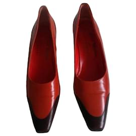 Robert Clergerie Heels Orange and Brown Leather Size 36