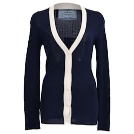 Prada V-Ausschnitt-Cardigan aus marineblauem Kaschmir