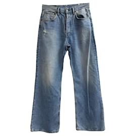 Jeans a gamba larga strappati in cotone blu Acne Studios