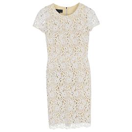 Vestido de algodón blanco hasta la rodilla con detalles de encaje Burberry Prorsum