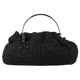 Borsa a mano in cotone nero Chanel in tweed lavorato a maglia