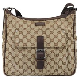 Borsa a spalla vintage Gucci in tela GG e pelle piccola
