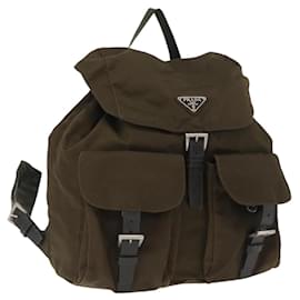 PRADA Rucksack aus Nylon Khaki Silber authentisch 168394