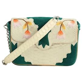Claris Virot Ecru Schultertasche aus exotischem Leder