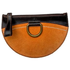 Tarjetero / Clutch de cuero / ante Loewe Madrid vintage marrón naranja