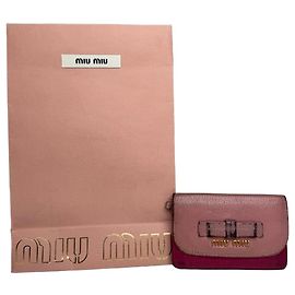 Tarjetero de cuero Miu Miu vintage rosa púrpura