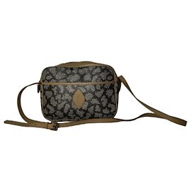 Bolso de hombro de cuero con piedras incrustadas Yves Saint Laurent vintage gris negro marrón