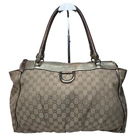 Borsa a mano vintage Gucci Monogram D-Ding Beige Dorato
