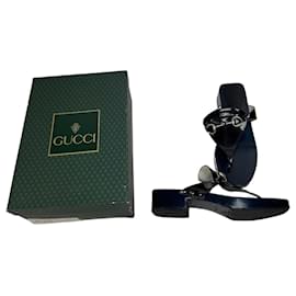Vintage Gucci Lackleder-Pantoletten mit Pferdebit schwarz EU38