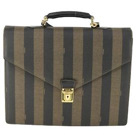 Fendi Vintage Pequin Aktentasche aus beschichtetem Canvas groß