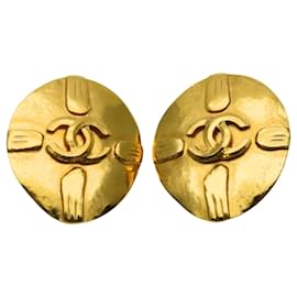 Orecchini a clip placcati in oro Chanel Coco Mark