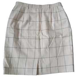 Hanae Mori Rock aus Wolle mit Ecru Karomuster