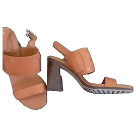 Sandali con tacco alto Tod's in pelle color cammello
