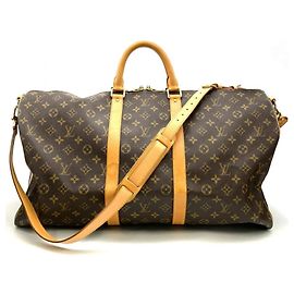 Borsa Boston Keepall 55 in tela Monogram e pelle Louis Vuitton