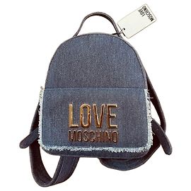 Zaino Love Moschino in denim azzurro e grigio